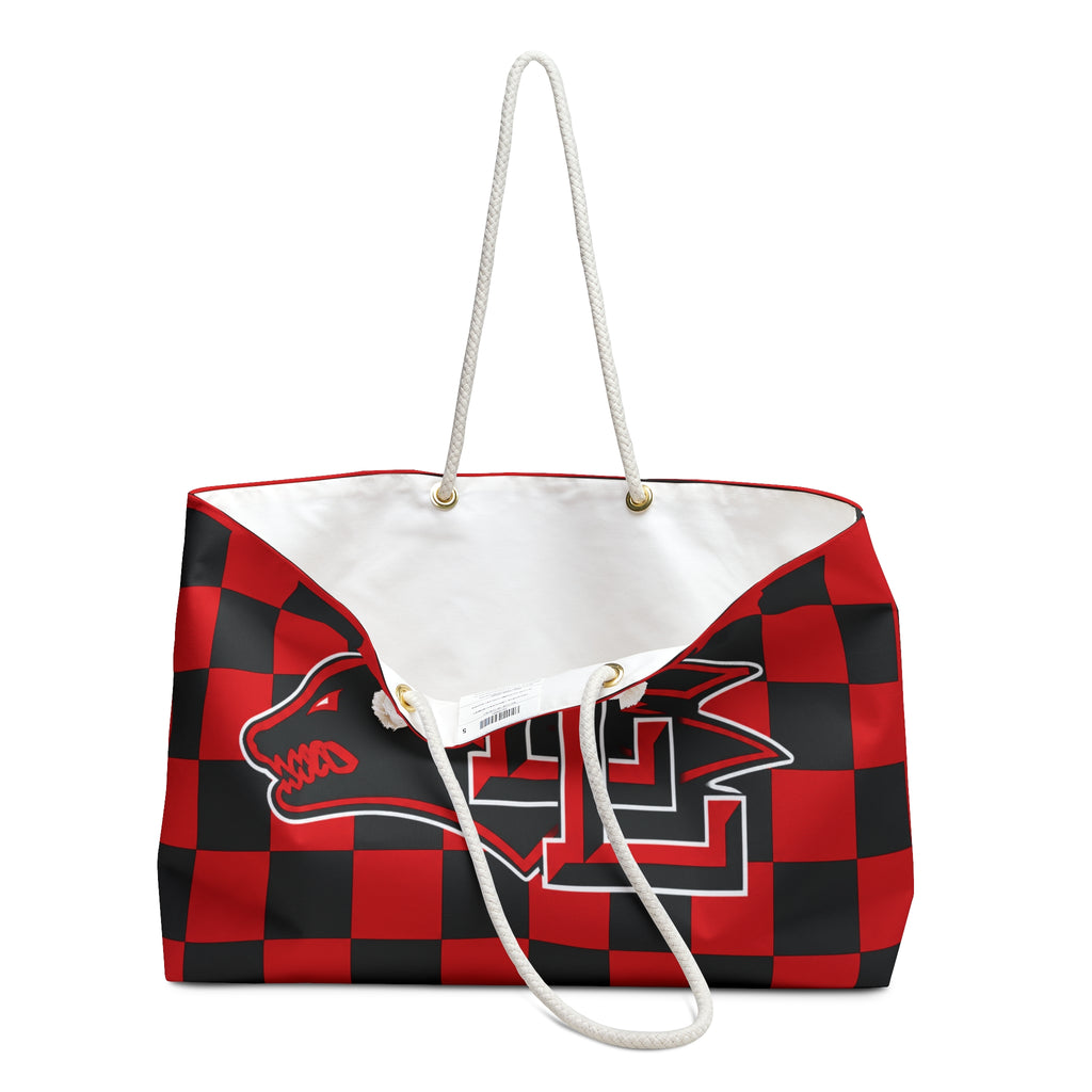 Lobo Logo - Red & Black Checkered Travel Tote