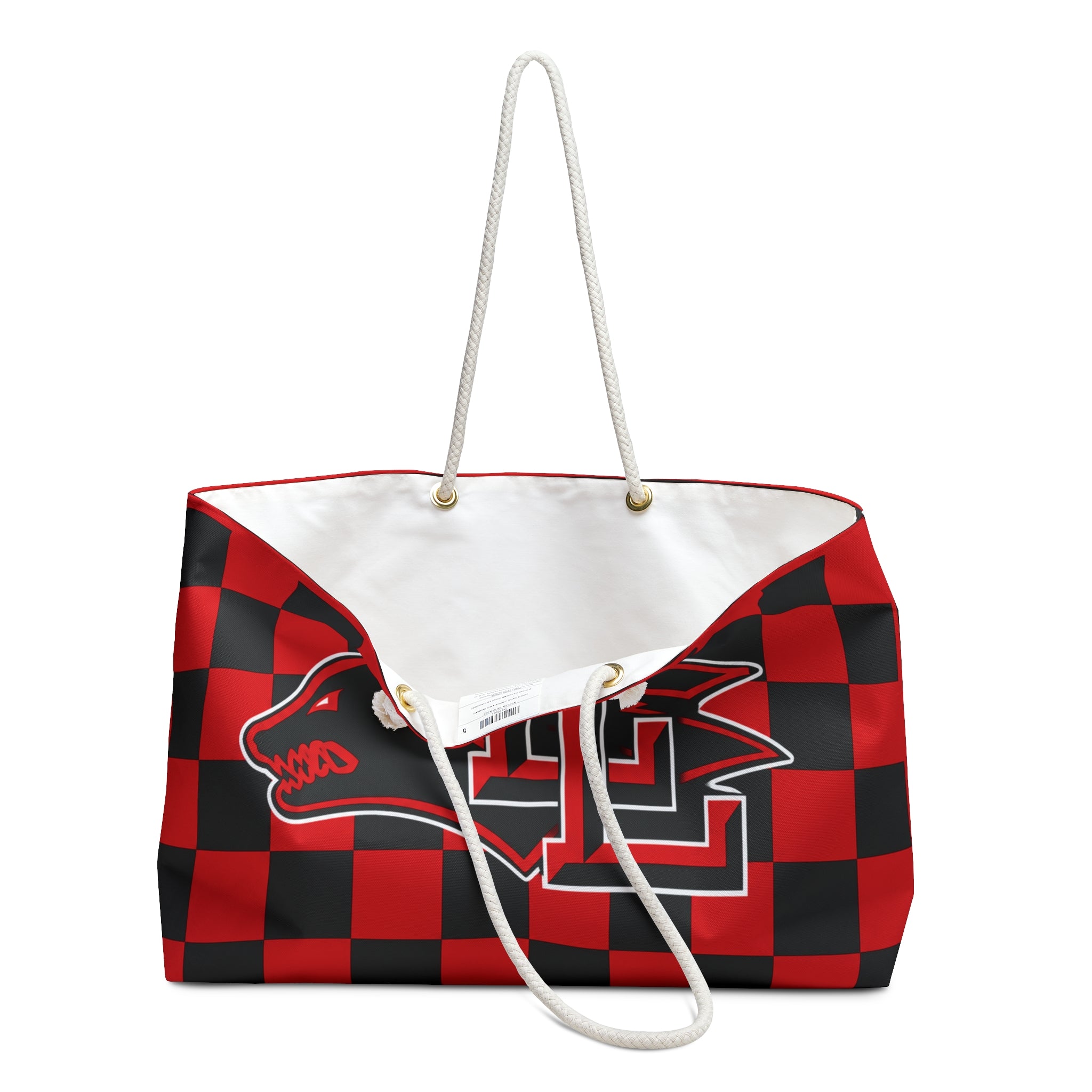 Lobo Logo - Red & Black Checkered Travel Tote