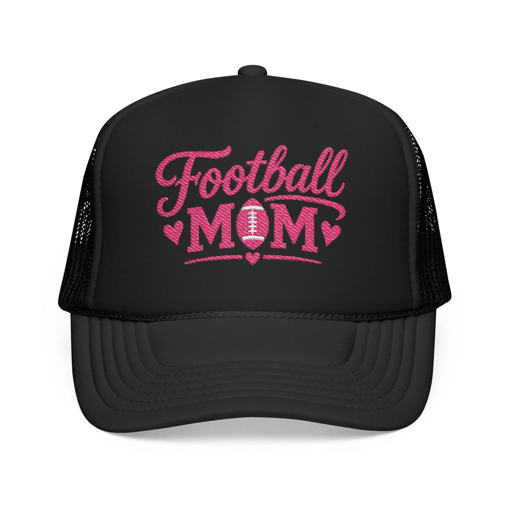 Football Mom Trucker Hat — Pink Script Mesh Cap