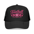 Football Mom Trucker Hat — Pink Script Mesh Cap