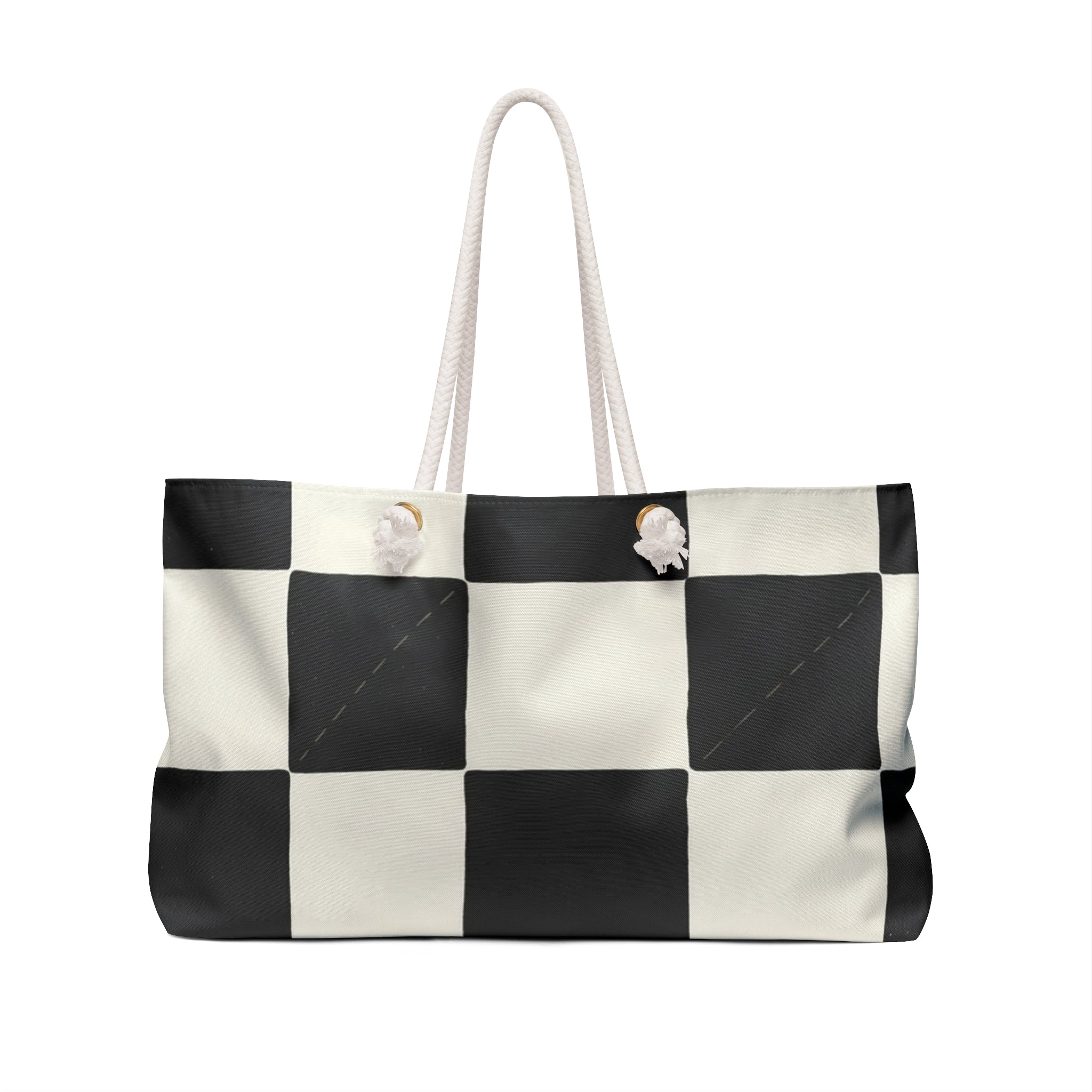 Leopard Script 'Emotional  Damage' Checkered Travel Tote