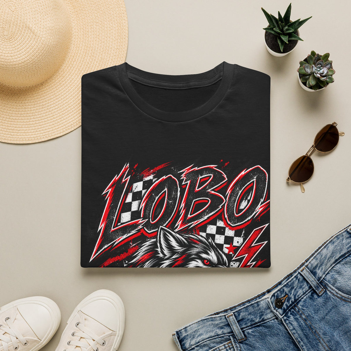 Lobo Graphic Tee — Vintage Wolf Racing Print T-Shirt
