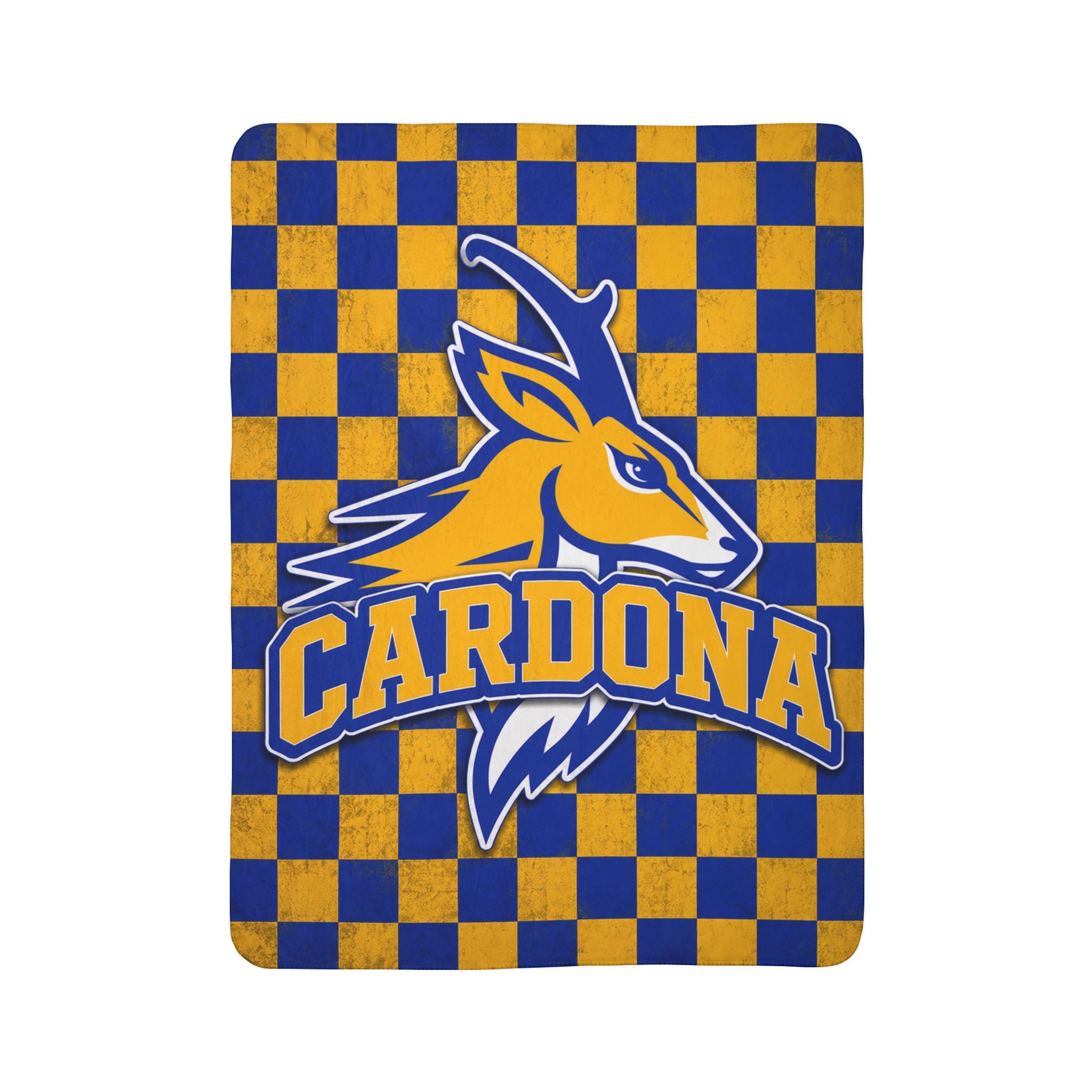 Cardona Goats Sherpa Blanket — Blue & Gold Checkered Team Throw
