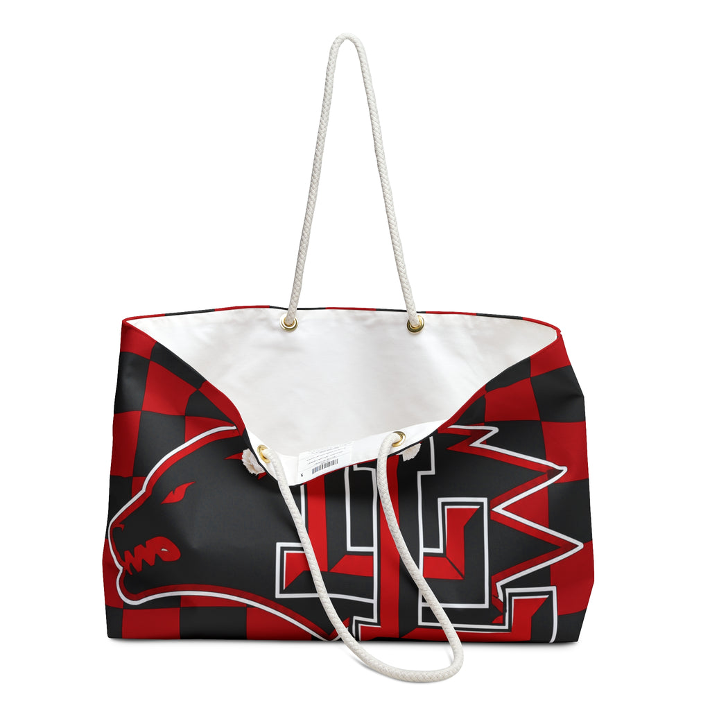Red & Black Checkerboard Tote with Lobo Logo