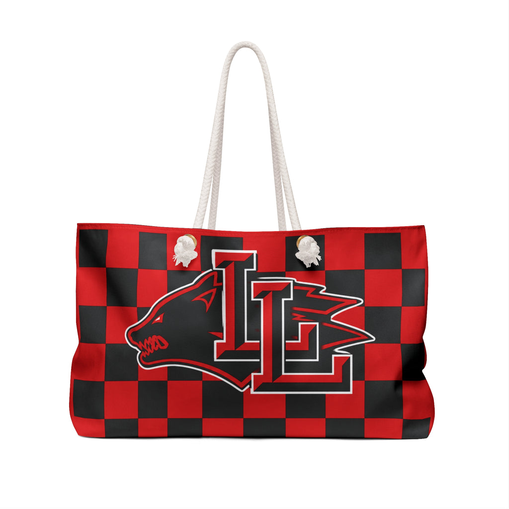 Lobo Logo - Red & Black Checkered Travel Tote