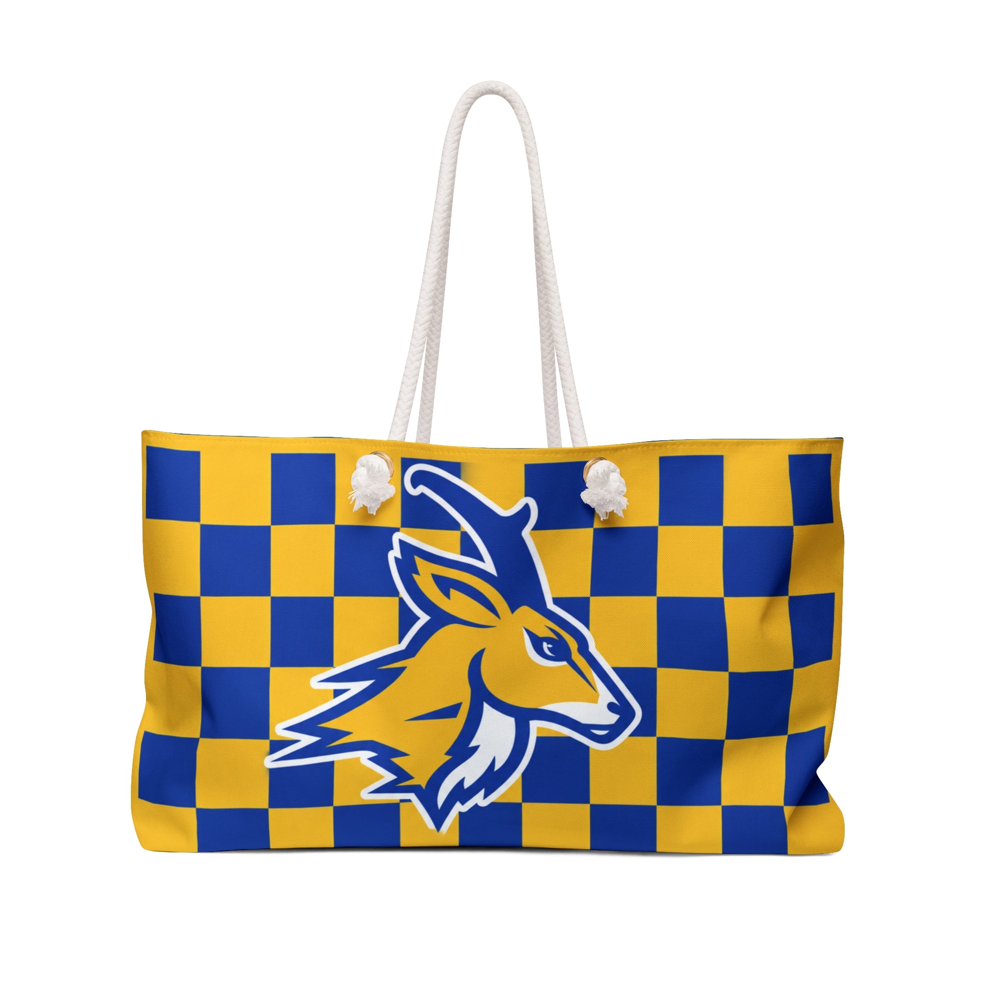 Whiteface Logo Checkered -  Blue & Gold Travel Tote