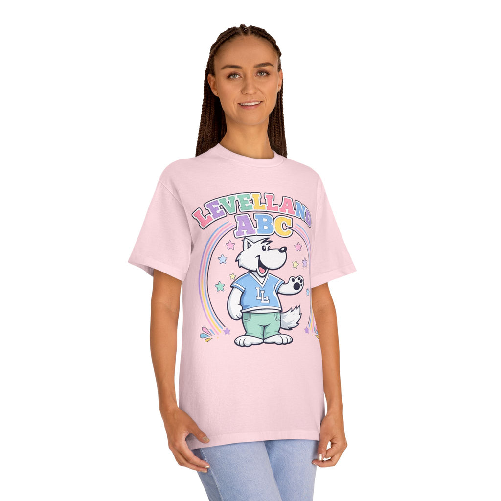 Levelland ABC Cute Puppy Kids T-Shirt — Pastel Cartoon School Tee