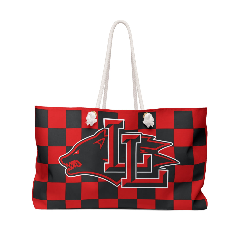 Lobo Logo - Red & Black Checkered Travel Tote