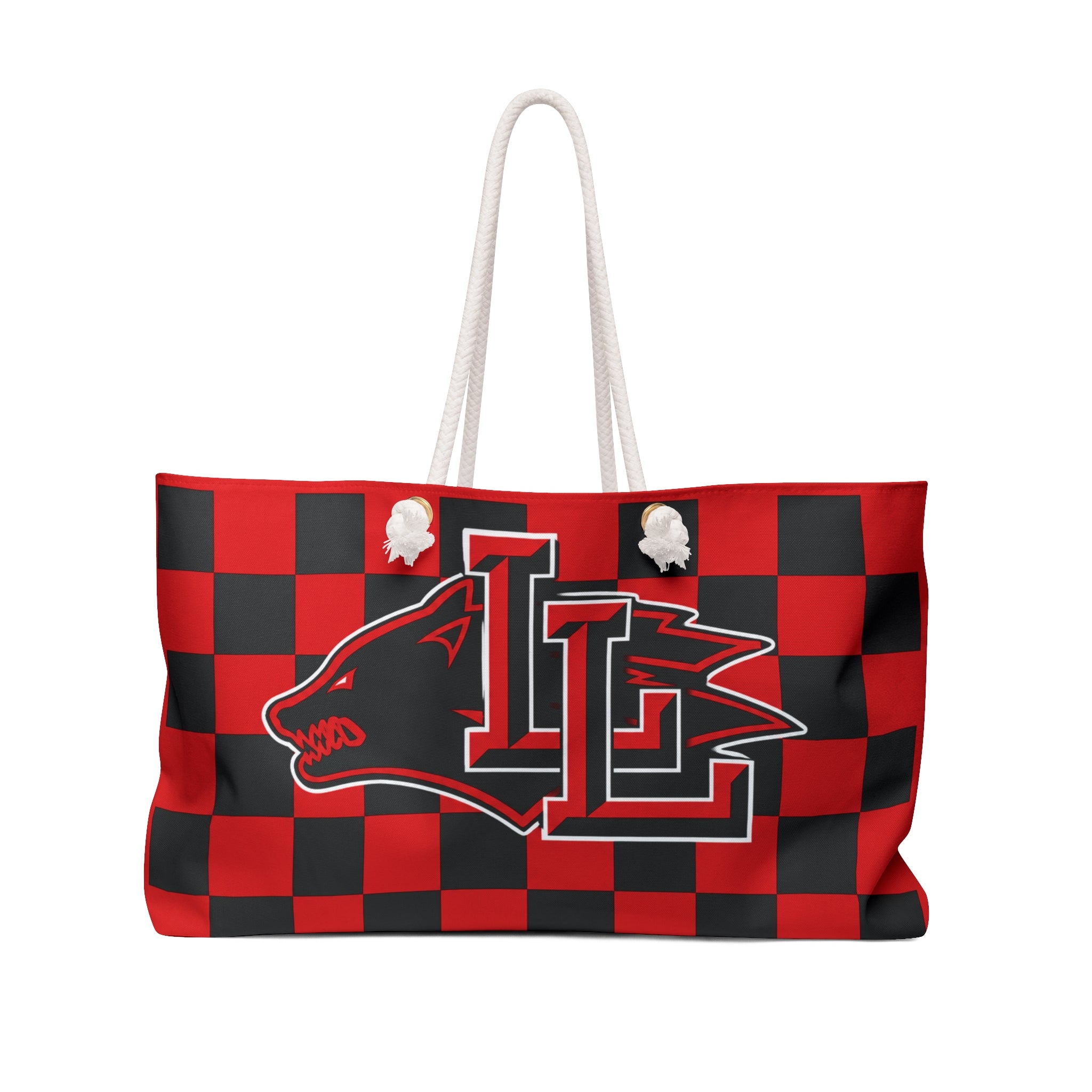 Lobo Logo - Red & Black Checkered Travel Tote
