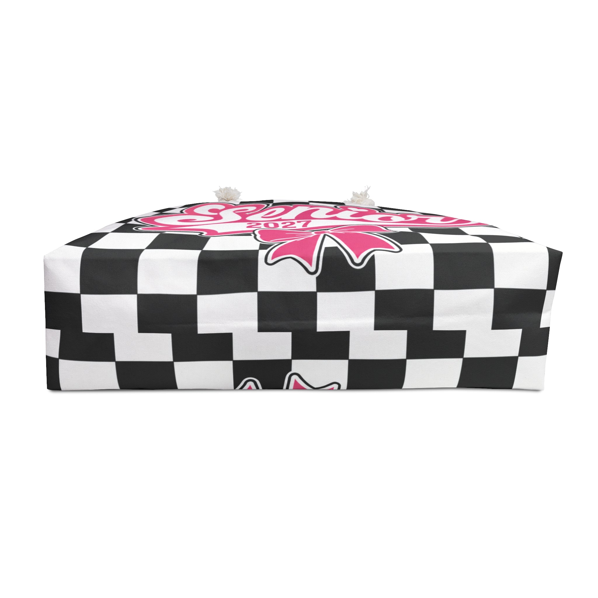 Senior 2027 - Black & White Checkered Graduation Travel Tote