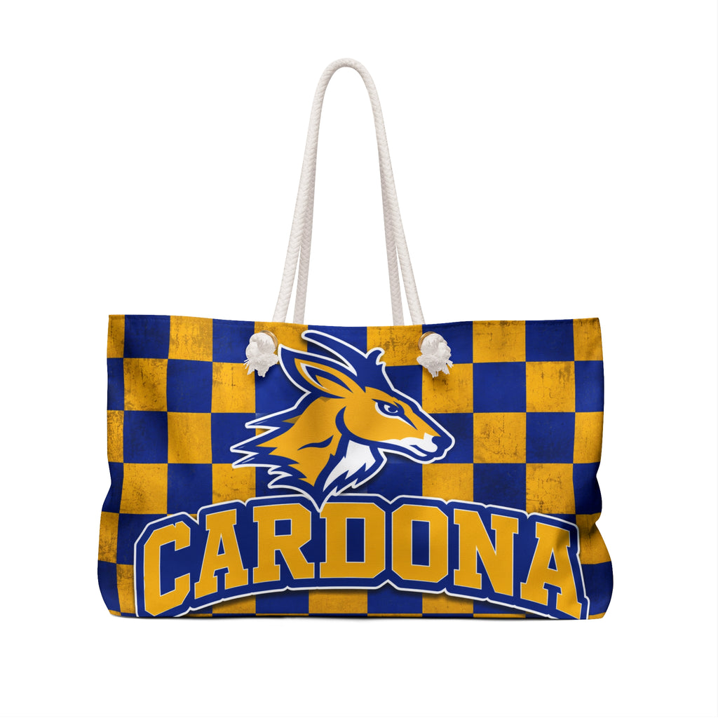 Cardona Checkerboard Weekender Bag — School Mascot Travel Tote