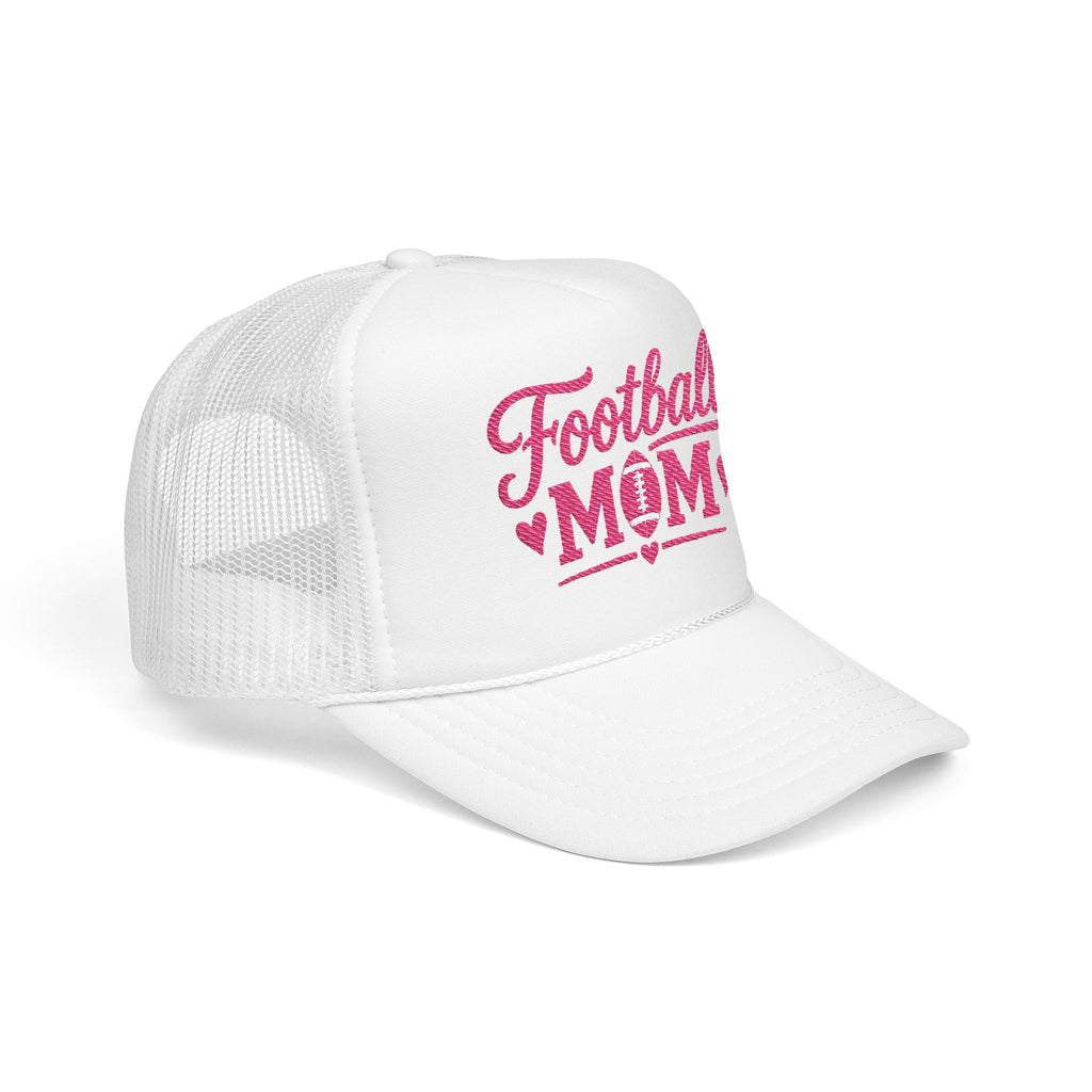 Football Mom Trucker Hat — Pink Script Mesh Cap