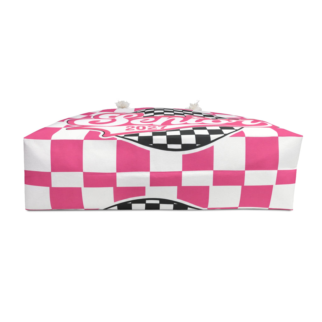 Senior 2027  – Pink Checkered Graduation Travel Tote