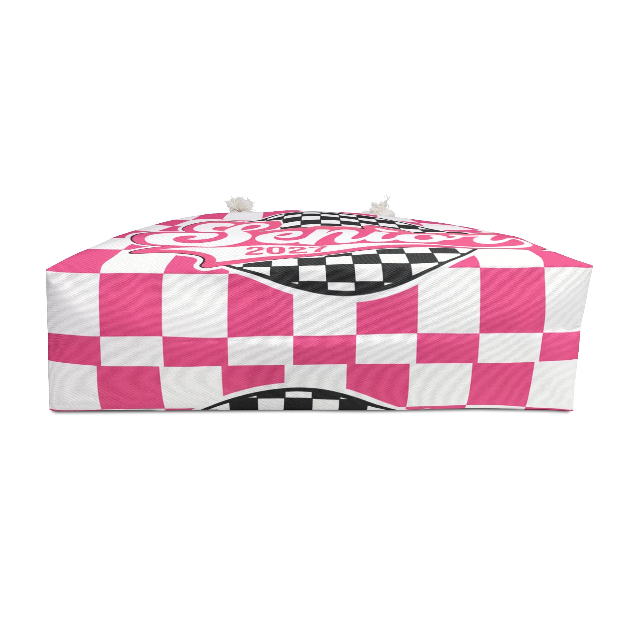 Senior 2027  – Pink Checkered Graduation Travel Tote