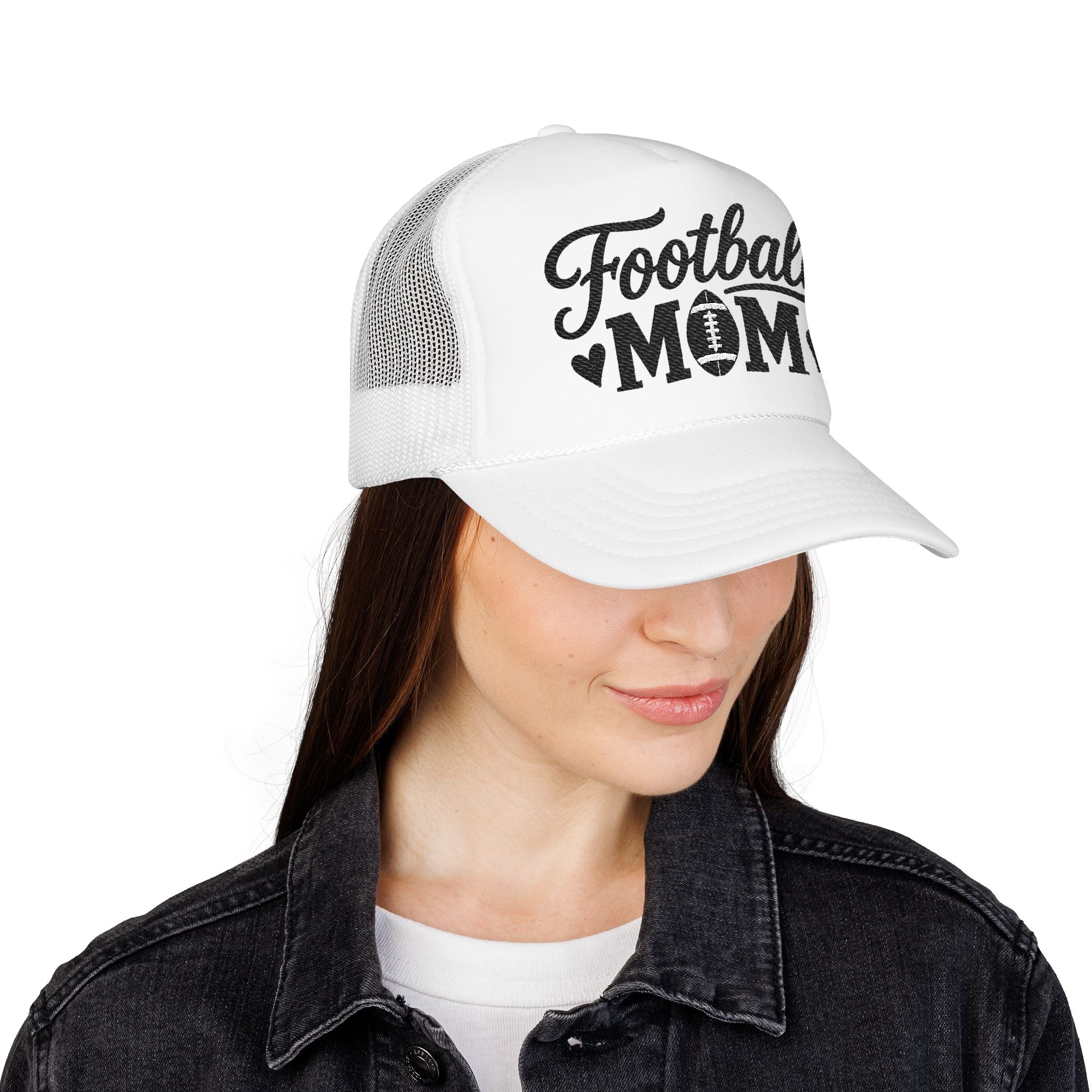 Football Mom Trucker Hat — Mesh Foam Cap for Game Day