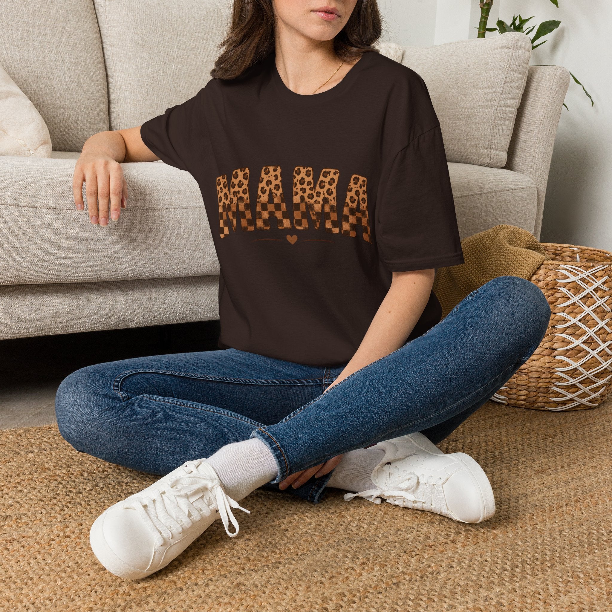 Mama Leopard Checkerboard T‑Shirt