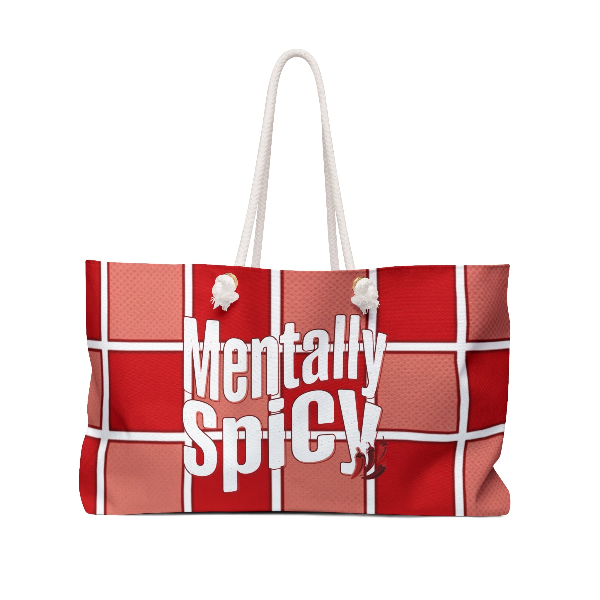 Mentally Spicy Red Checkered Travel Tote