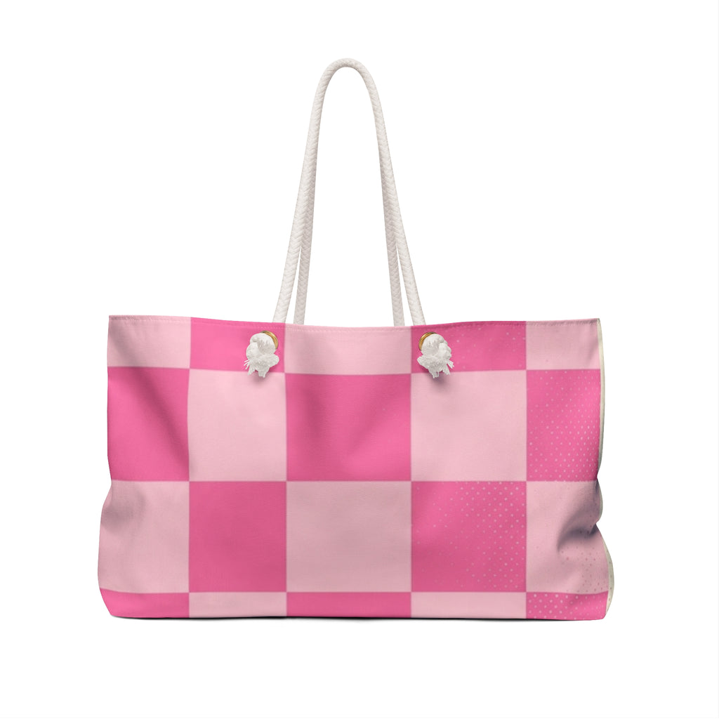 Good Vibes Only  — Pink Checkerboard Travel Tote