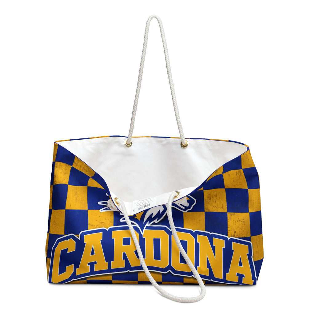 Cardona Checkerboard Weekender Bag — School Mascot Travel Tote