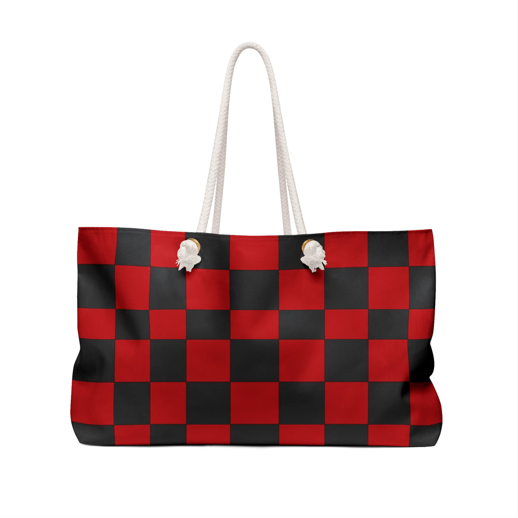 Red & Black Checkerboard Tote with Lobo Logo
