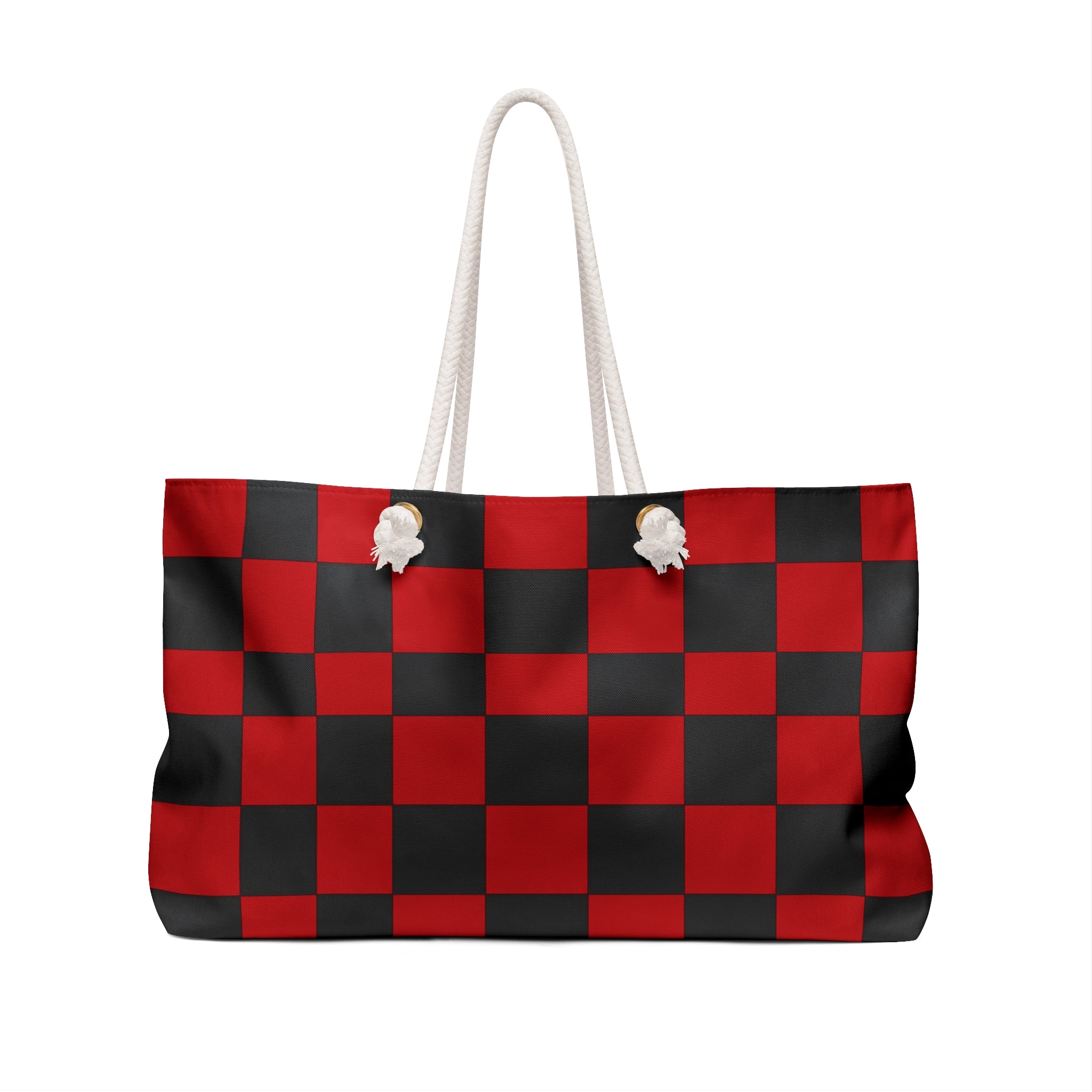 Red & Black Checkerboard Tote with Lobo Logo