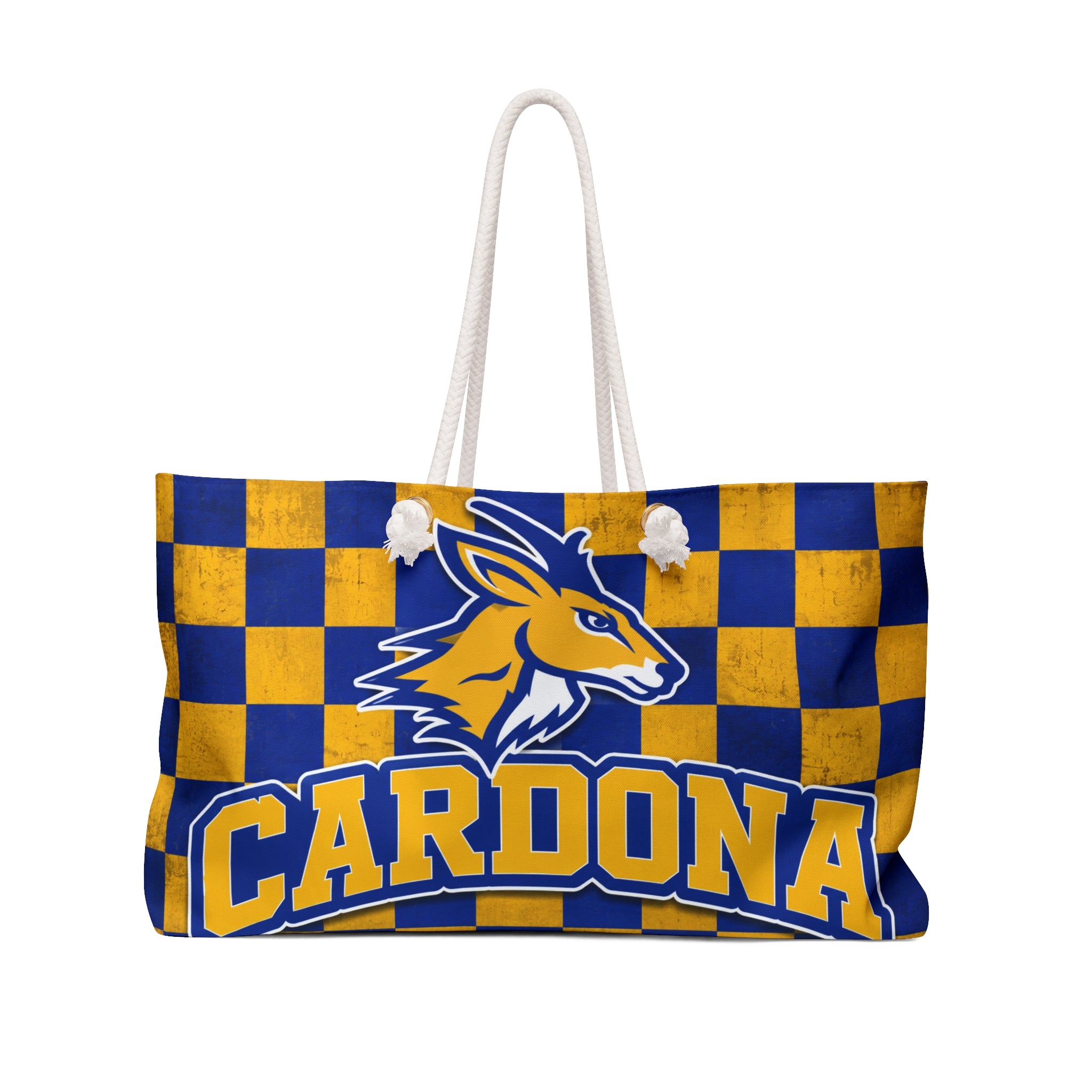 Cardona Checkerboard Weekender Bag — School Mascot Travel Tote