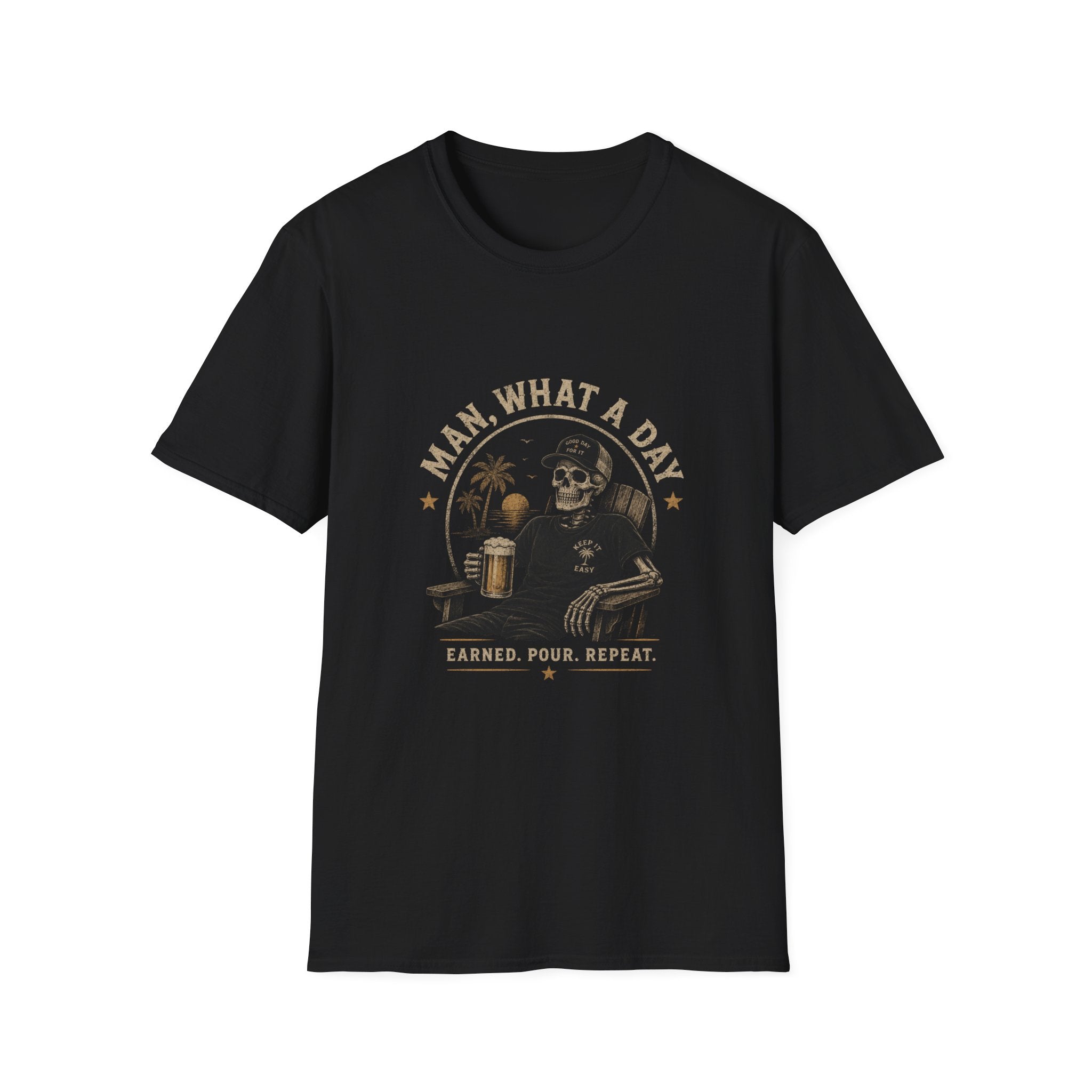 "Man, What a Day" Skull Beach Graphic Tee