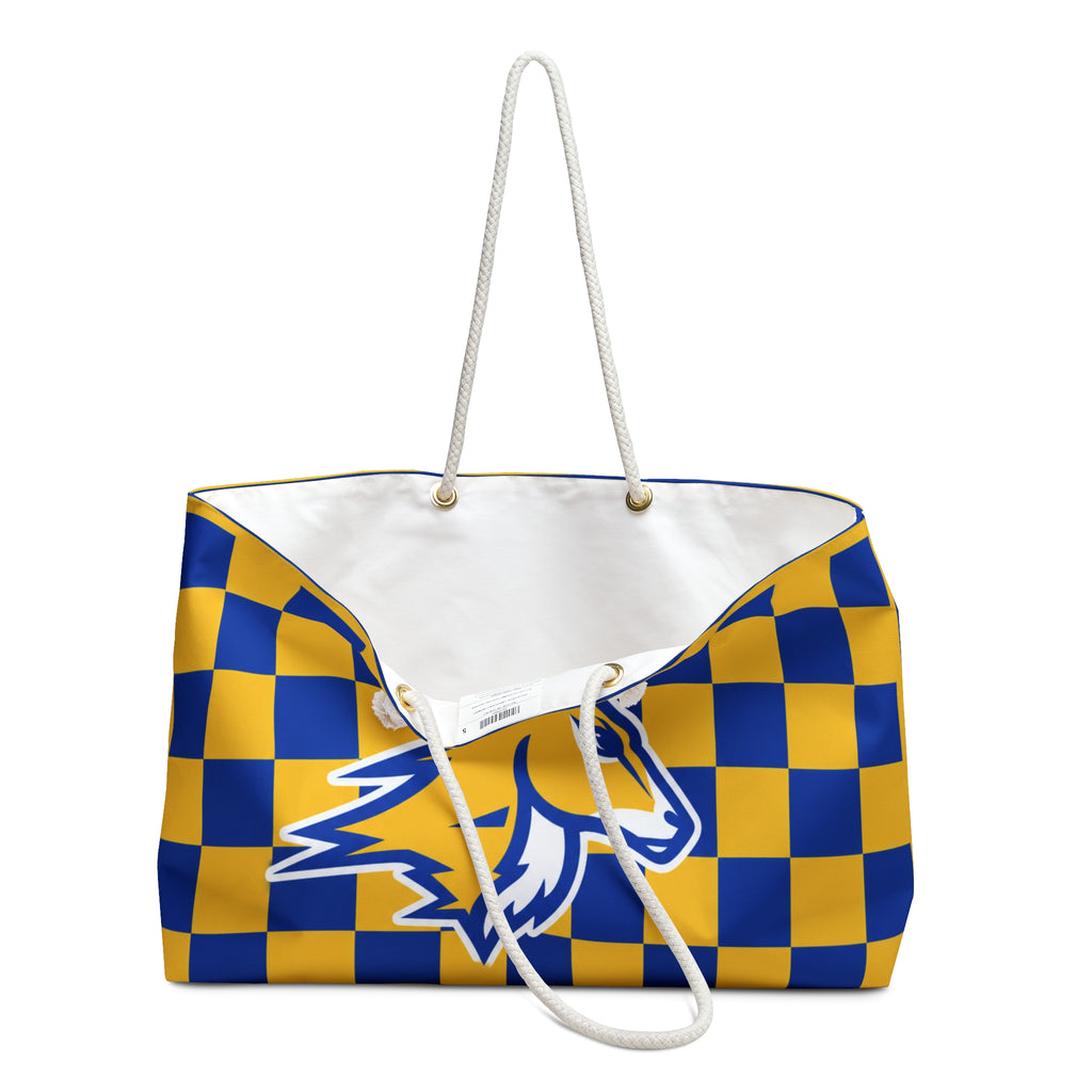 Whiteface Logo Checkered -  Blue & Gold Travel Tote